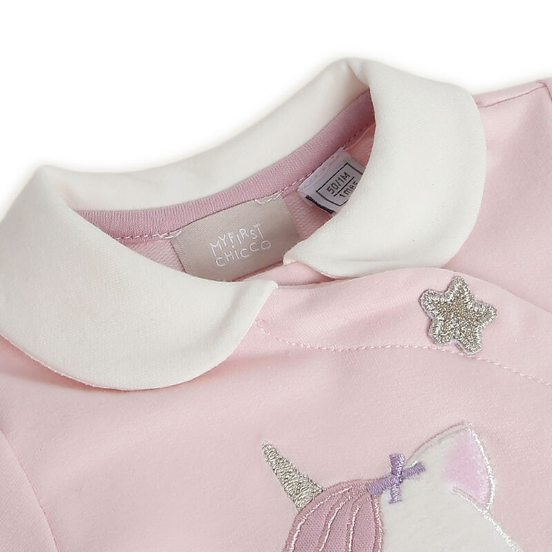 Girls Light Lilac Applique Front Opening Babysuit image number null